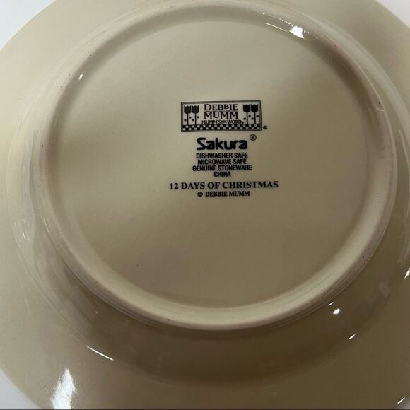 SAKURA Debbie Mumm12 Days of Christmas- 4 Pcs. Stoneware Dessert/ Salad Plates - Picture 6 of 7